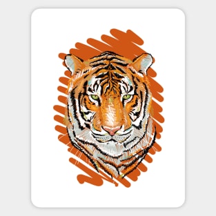 Freehand drawing of a tiger vector colorful illustration. Year of the tiger. Sticker